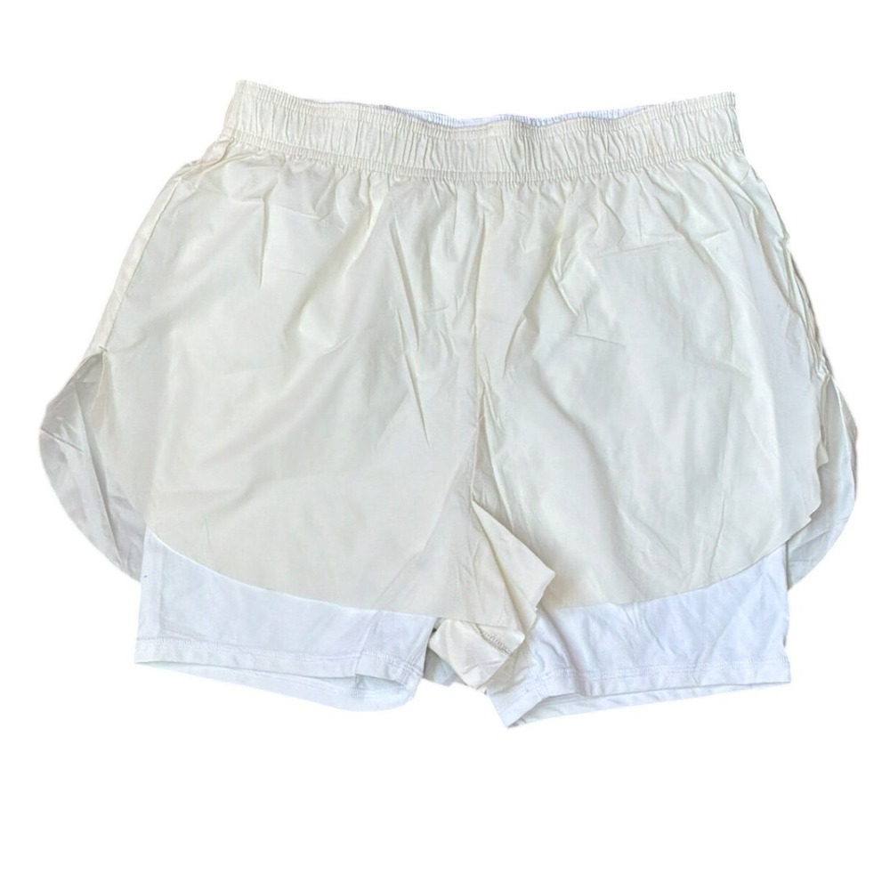 CALIA by Carrie Underwood Womens White 2-in-1 Running Shorts Size M Zip Pocket